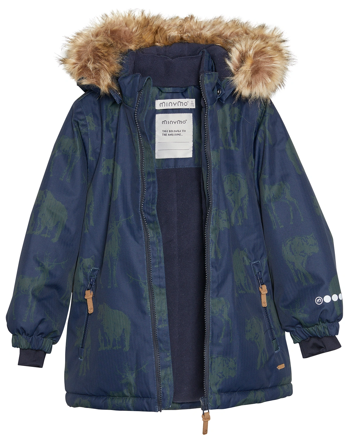 Schneejacke WILD ANIMALS mit Kunstfellbesatz in parisian night