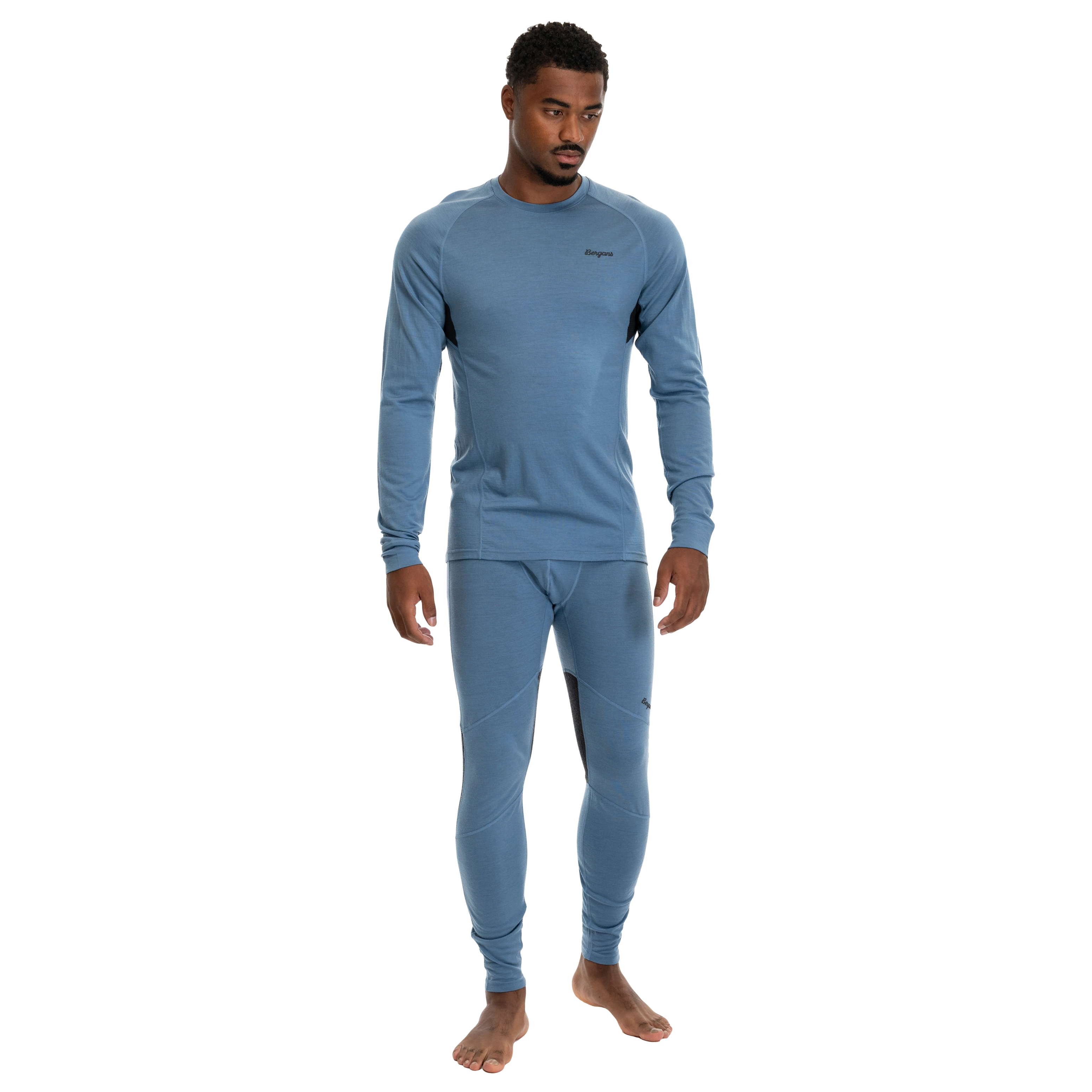 Inner:Pure Merino Tights Men Elemental Blue / Dark Shadow Grey