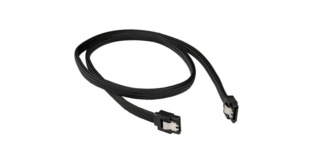 SharkoonSata III sleeve kabel  (Zwart, 1 meter)