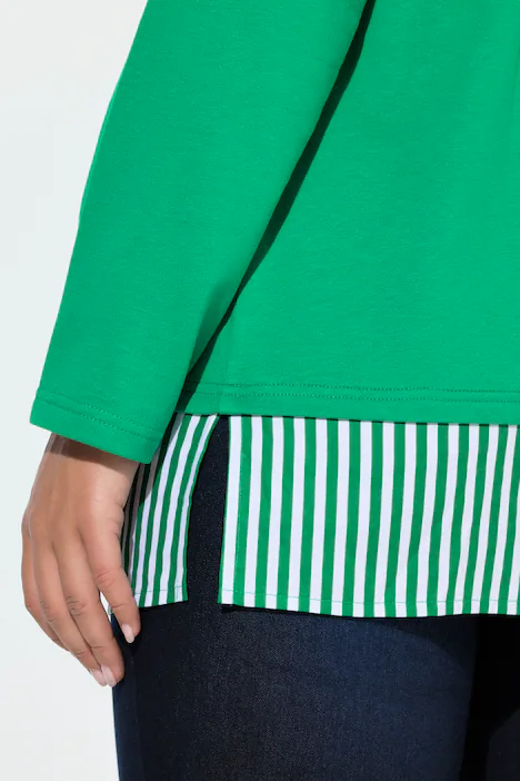 Sweater, Blusensaum, Rundhals, Langarm, smaragdgrün
