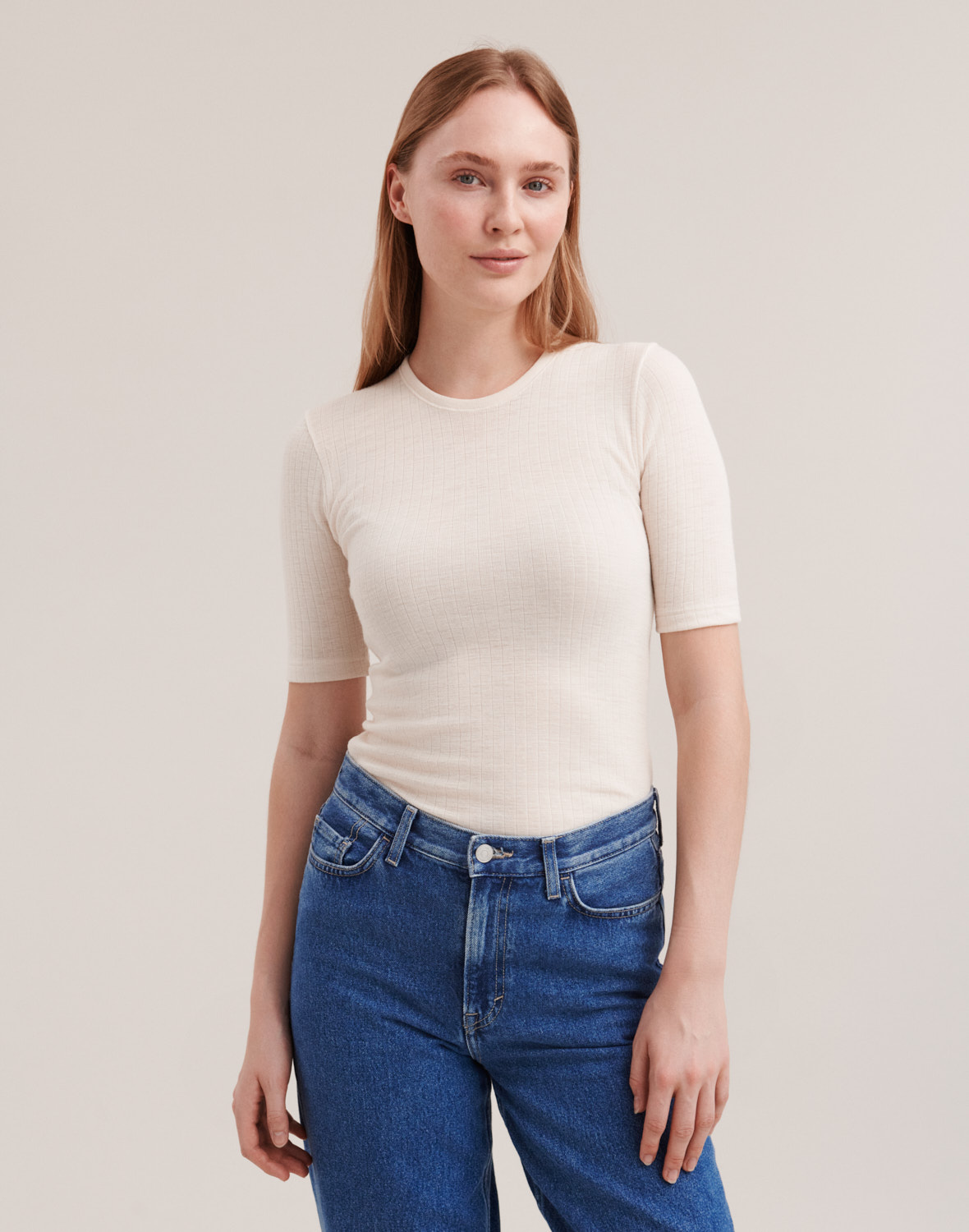 T-shirt van merinowol voor dames in Zwart