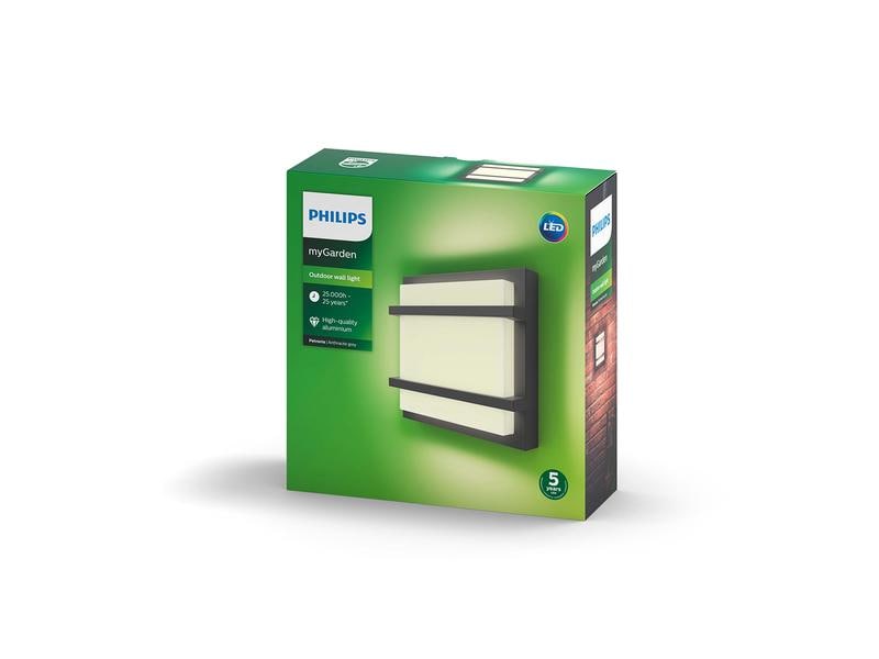 Philips Wandleuchte Petronia, 12 W, 1200 lm, 2700 K, Anthra MyGarden Wandleuchte für den Aussenbereich