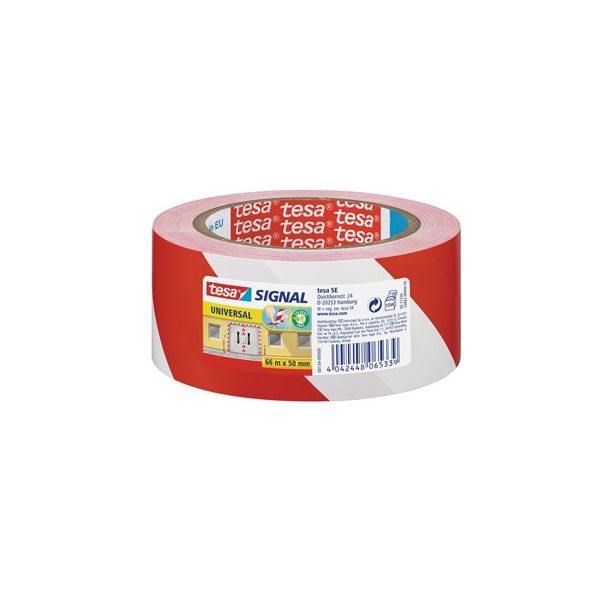 Tesa Fita Adesiva PP Sinalizacao Vermelho/ Branco 50mmx66mts - 15658134