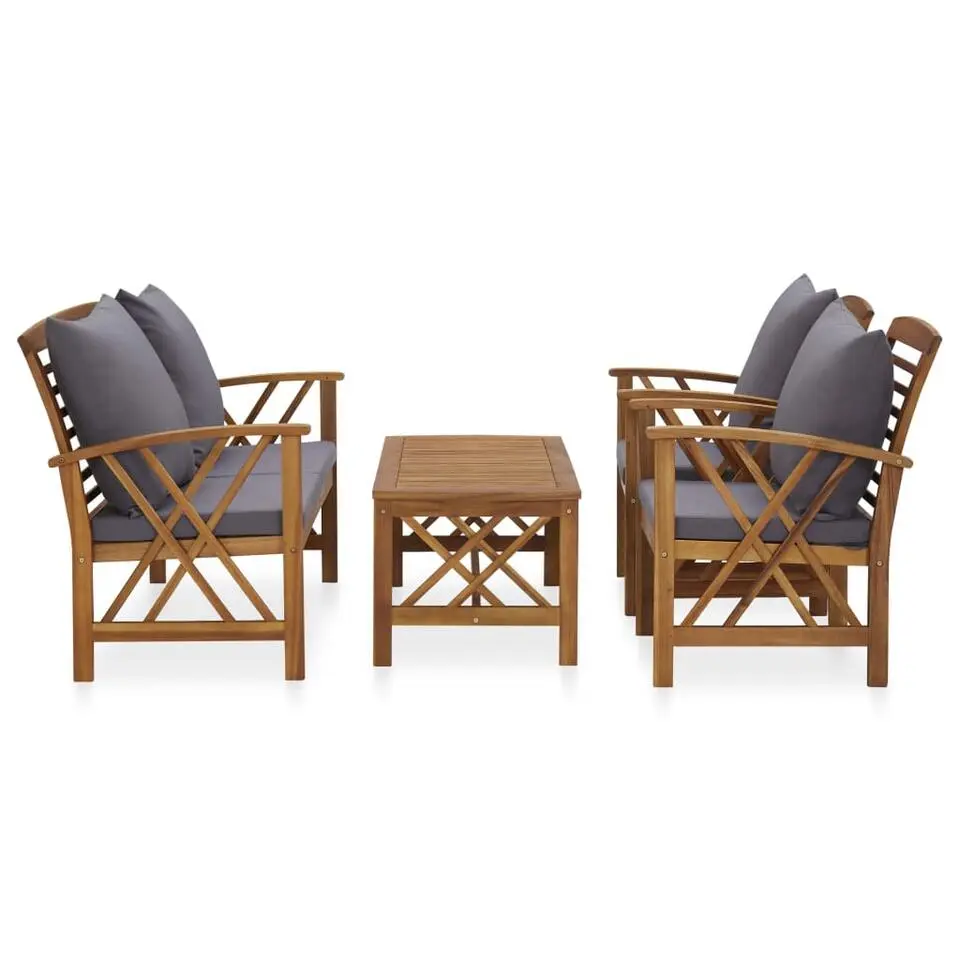 vidaXL - Loungeset - Grijs - Hout