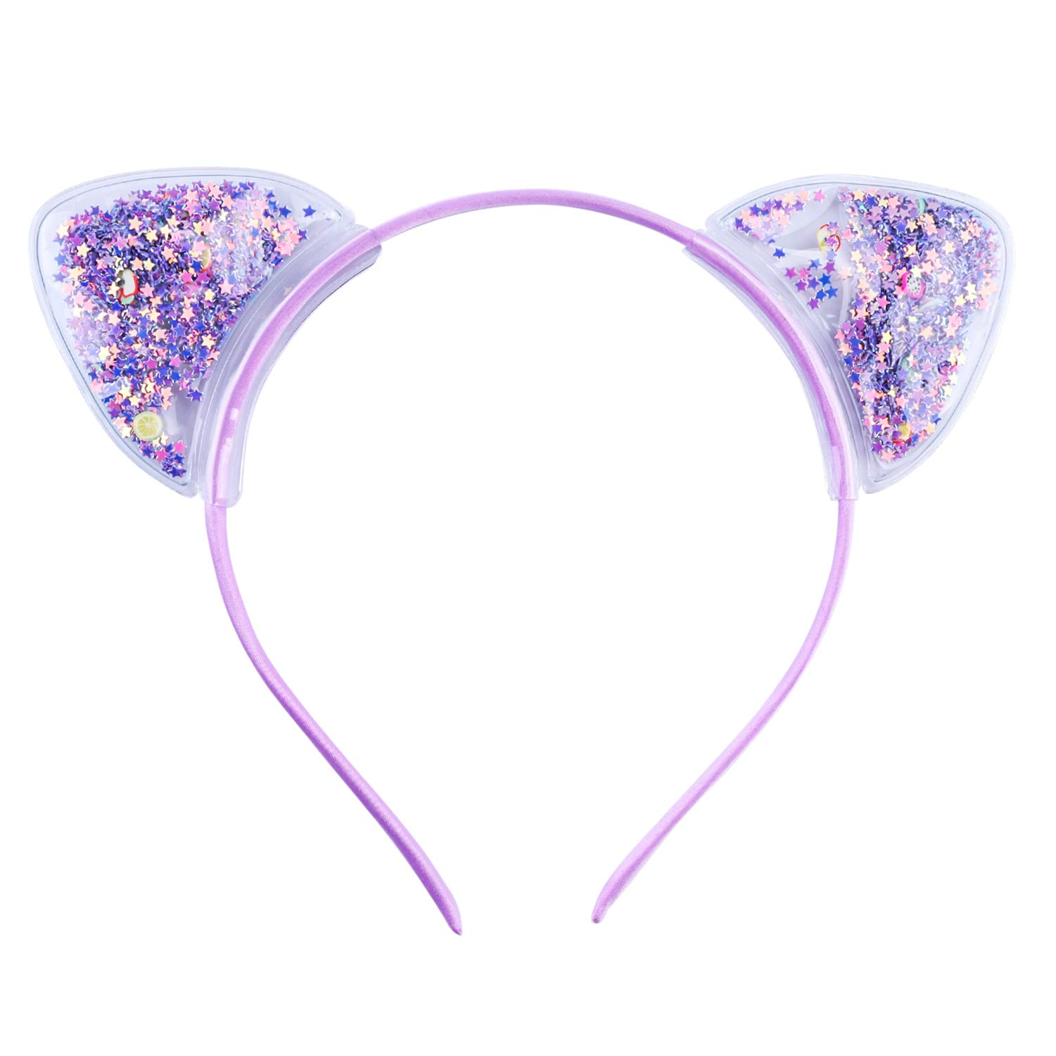 (8er Set) Glitzer Katzen Ohren Haarreif Fasnachts Kostüm Zubehör Motto Party Accessoire Halloween Foto Requisite - Assortiert