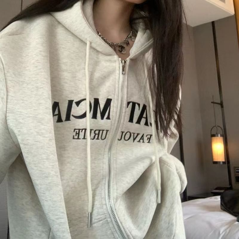 Everose - Hoodie met rits en letters