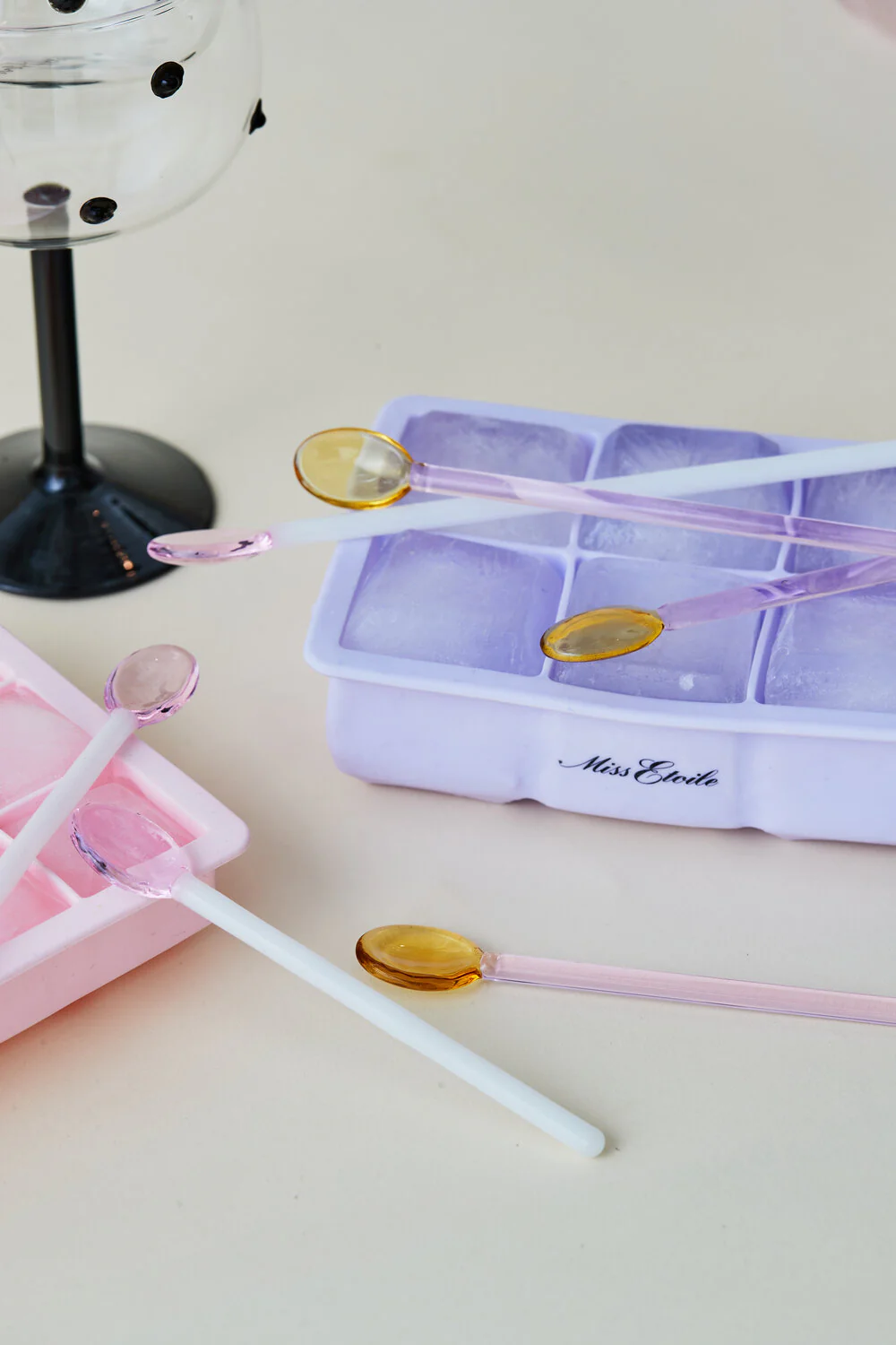 Miss Étoile  Glasskeer, 4 stk. - gul/rosa og rosa/hvid