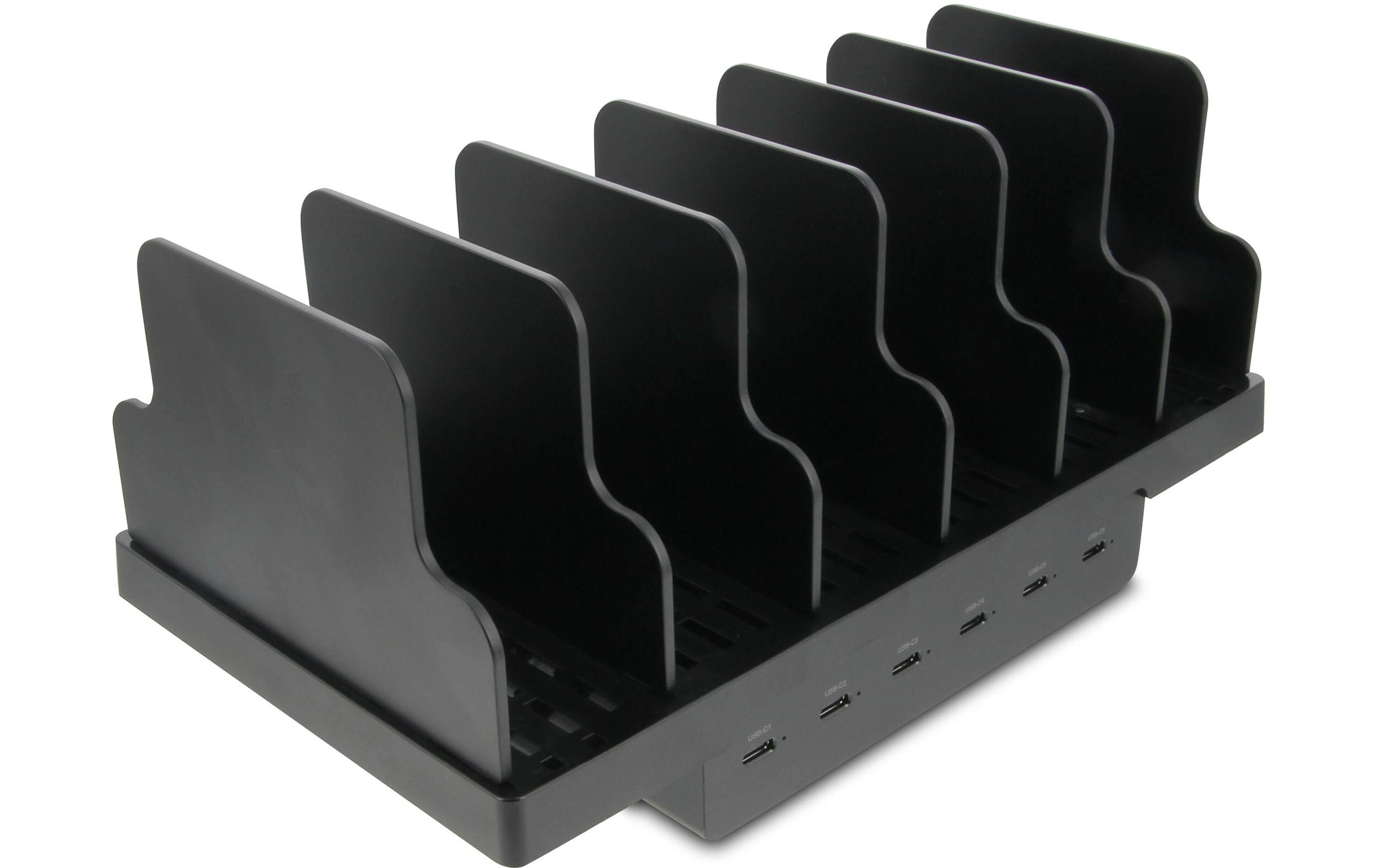 6 Port USB-C SmartCharge 72 W mit HalterungUSB-C Power Adapter mit GaN-Technologie für Tablets und Smartphones