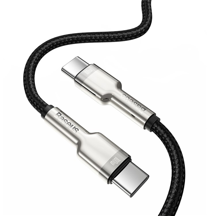 (1m) 100W USB C Nylon Ladekabel Datenkabel - Schwarz / Weiss