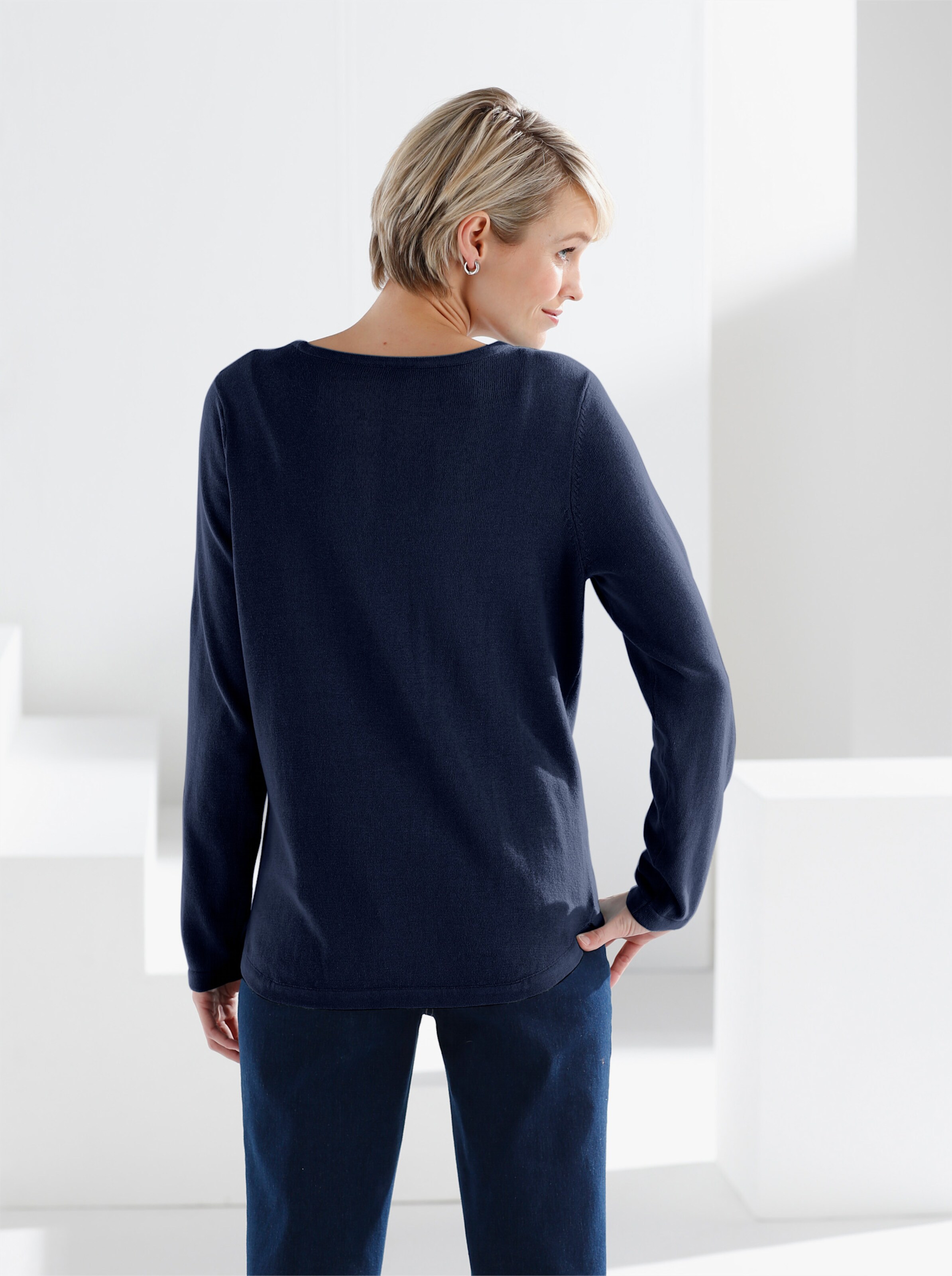 Langarm-Pullover mit überlappendem Saum