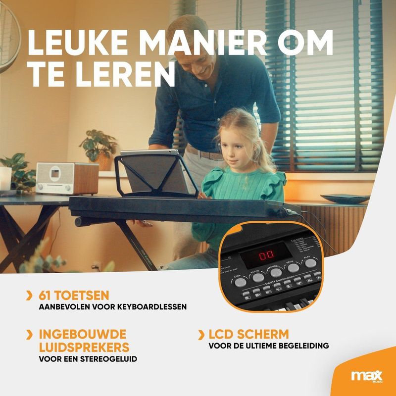 MAX - KB15 - Keyboard - Zwart - Inclusief Standaard