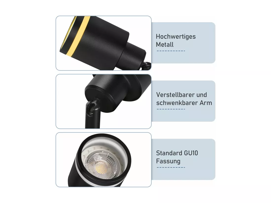 NETTLIFE Spot de plafond plafonnier noir moderne 2 ampoules orientable GU10 métal