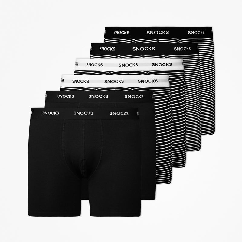 Lange Boxershorts mit Streifen aus Bio-Baumwolle Schwarz (Streifen)