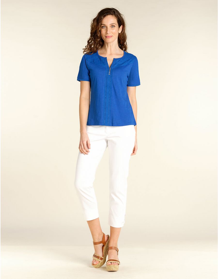T-Shirt bleu roi brodé