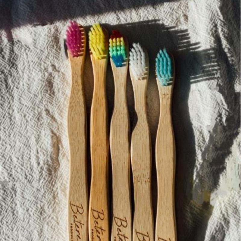 betereproducten Bamboe tandenborstel voor kinderen blauw 1 Stuk