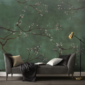 Fotobehang Chinese bloesem groen (107935)