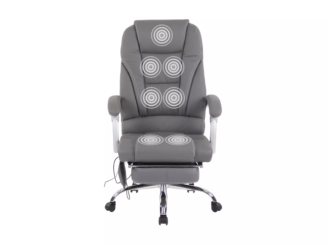 Chaise de bureau - Véritable cuir - Gris - Pacific