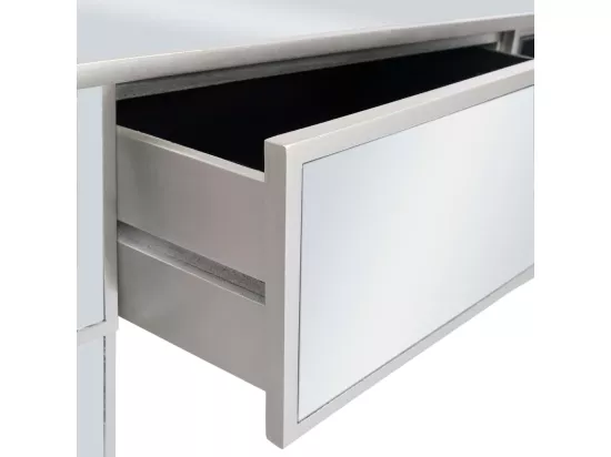 Coiffeuse miroir avec tabouret MDF et verre