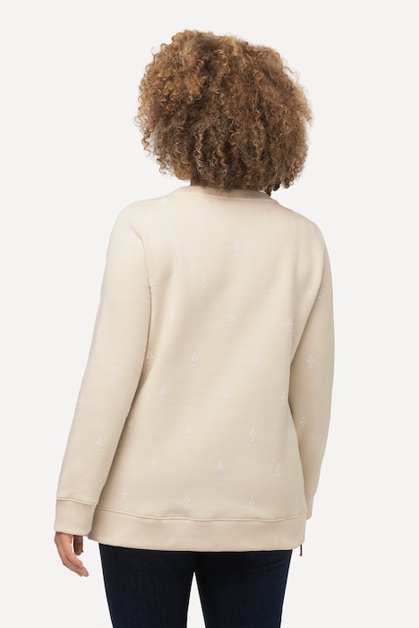 Sweatshirt, Perlen, Reißverschlüsse, Rundhals, Langarm