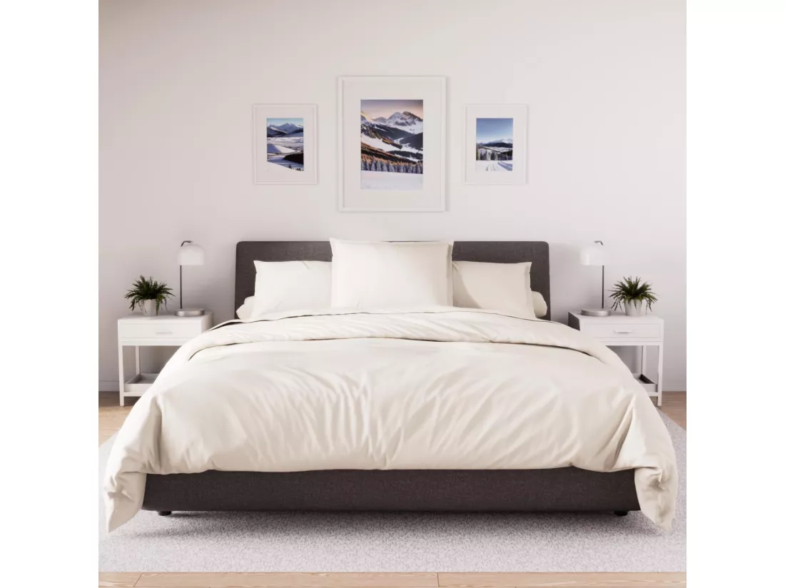 Taie d'oreiller en polycoton 63x63 cm PERCALE blanc, par Soleil d'ocre