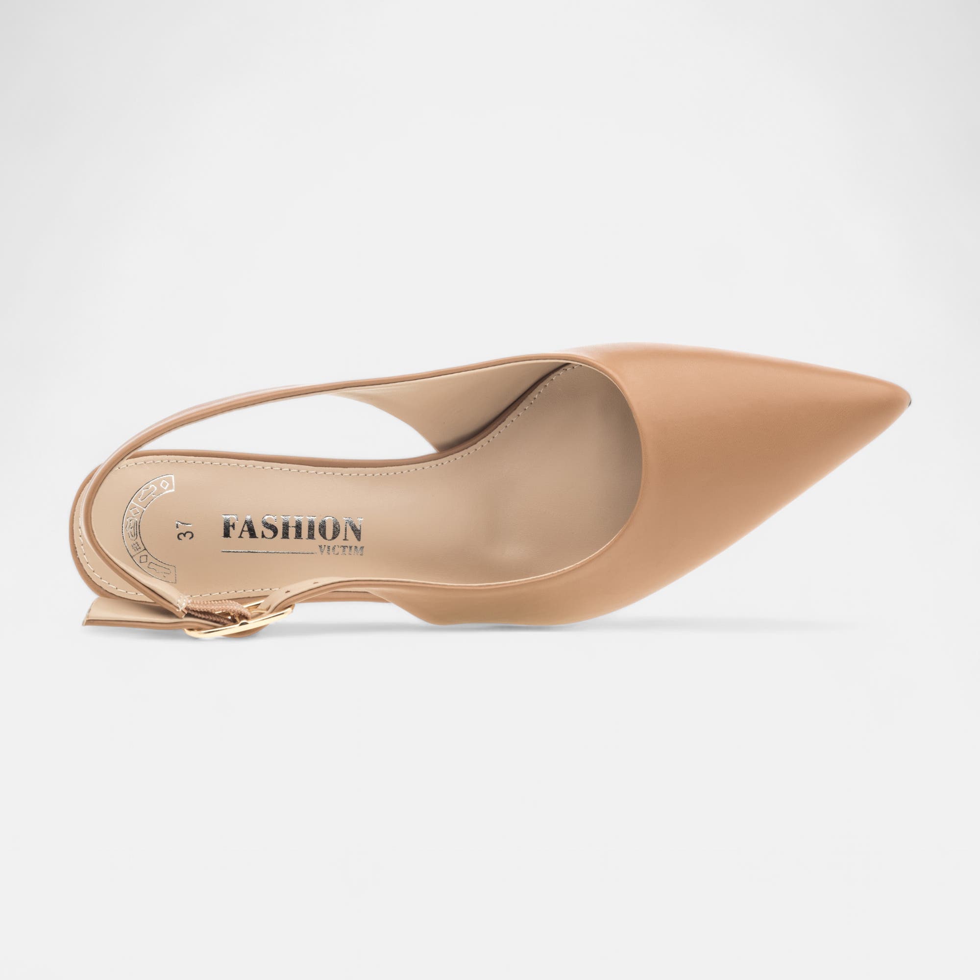 Escarpins avec bride arrière à talon Femme beige