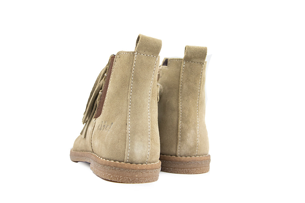 Clic Enkellaars Franje Taupe Suede