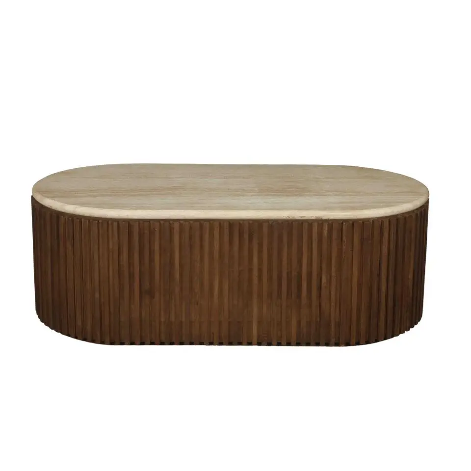 Salontafel Travertin - Bruin Mangohout - 120x60x40cm - Sven