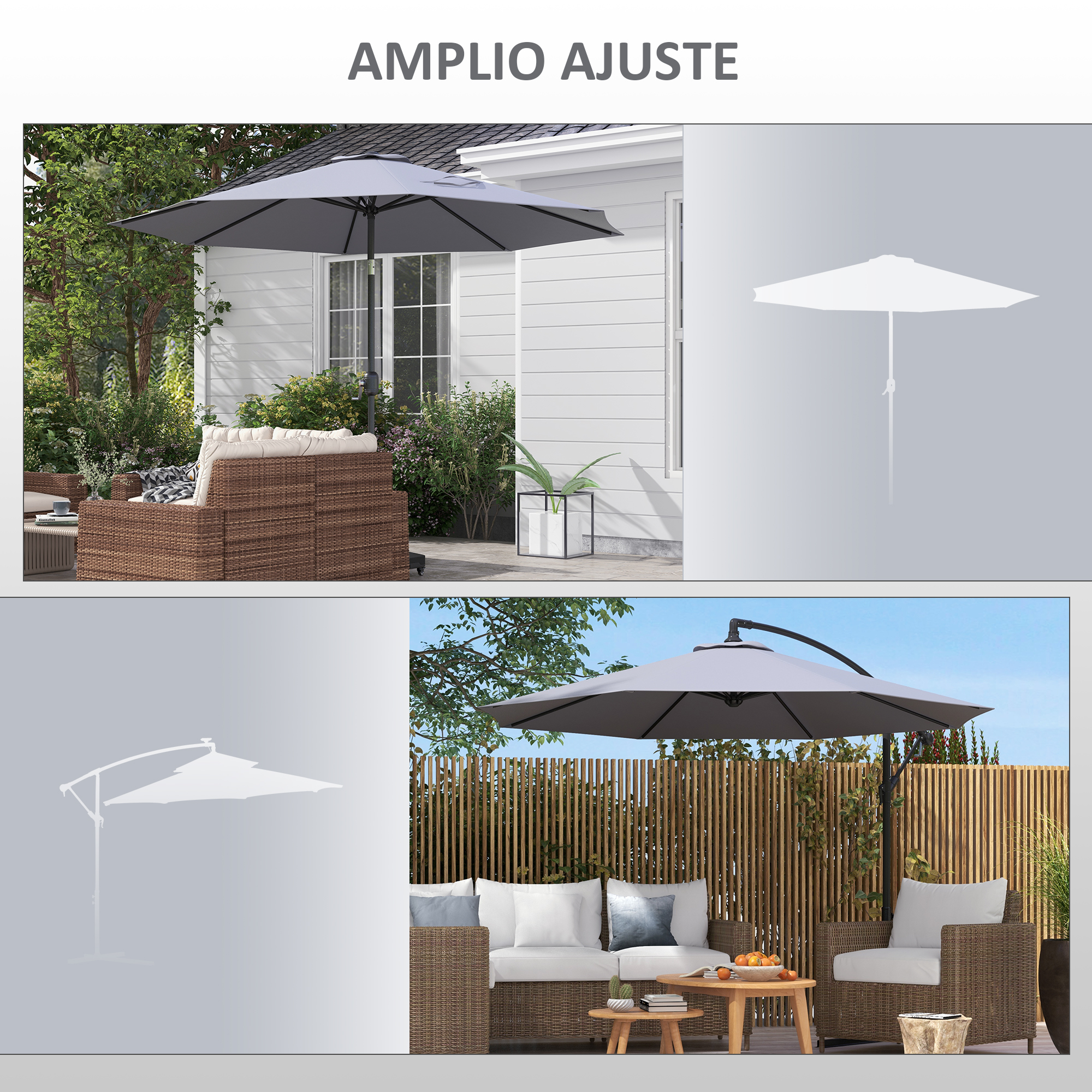 Cobertura de guarda-chuva Outsunny cinza