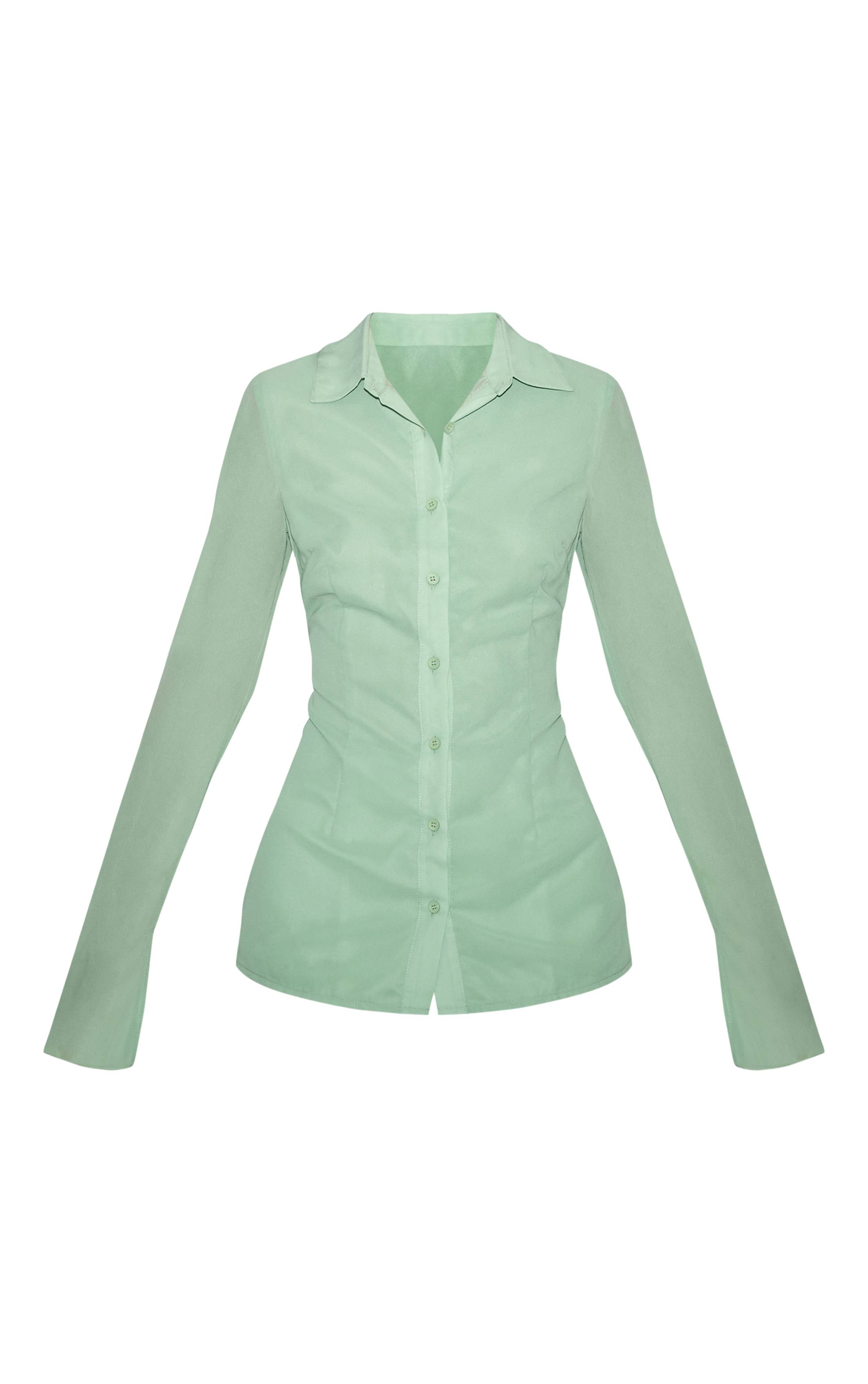 Pale Lime Chemise En Mousseline Ajustée Imprimée