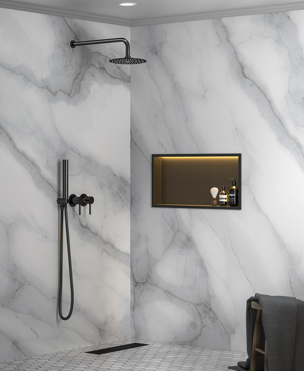Saniclear Lucio inbouwnis met LED verlichting 60x30cm mat zwart