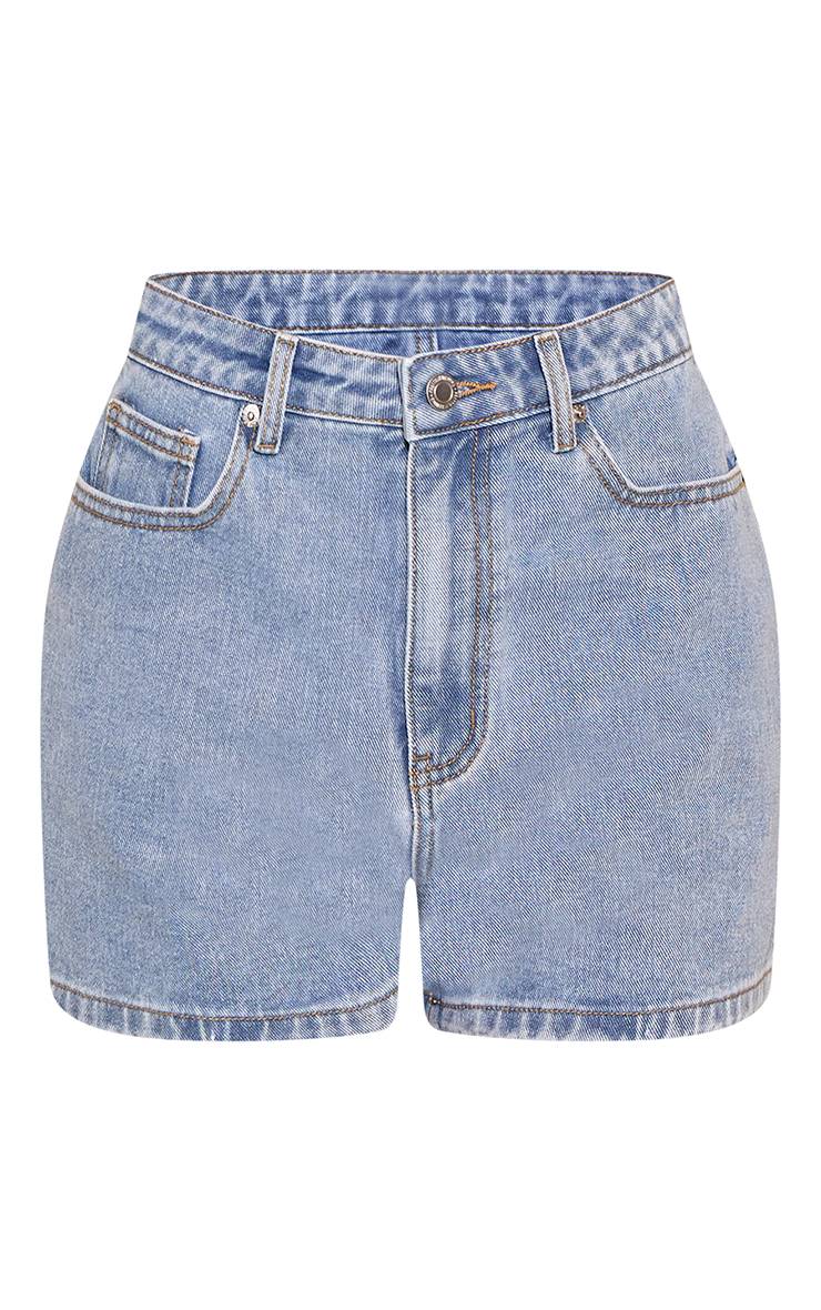 Bleu Clair Short En Jean Mom Taille Haute Tall