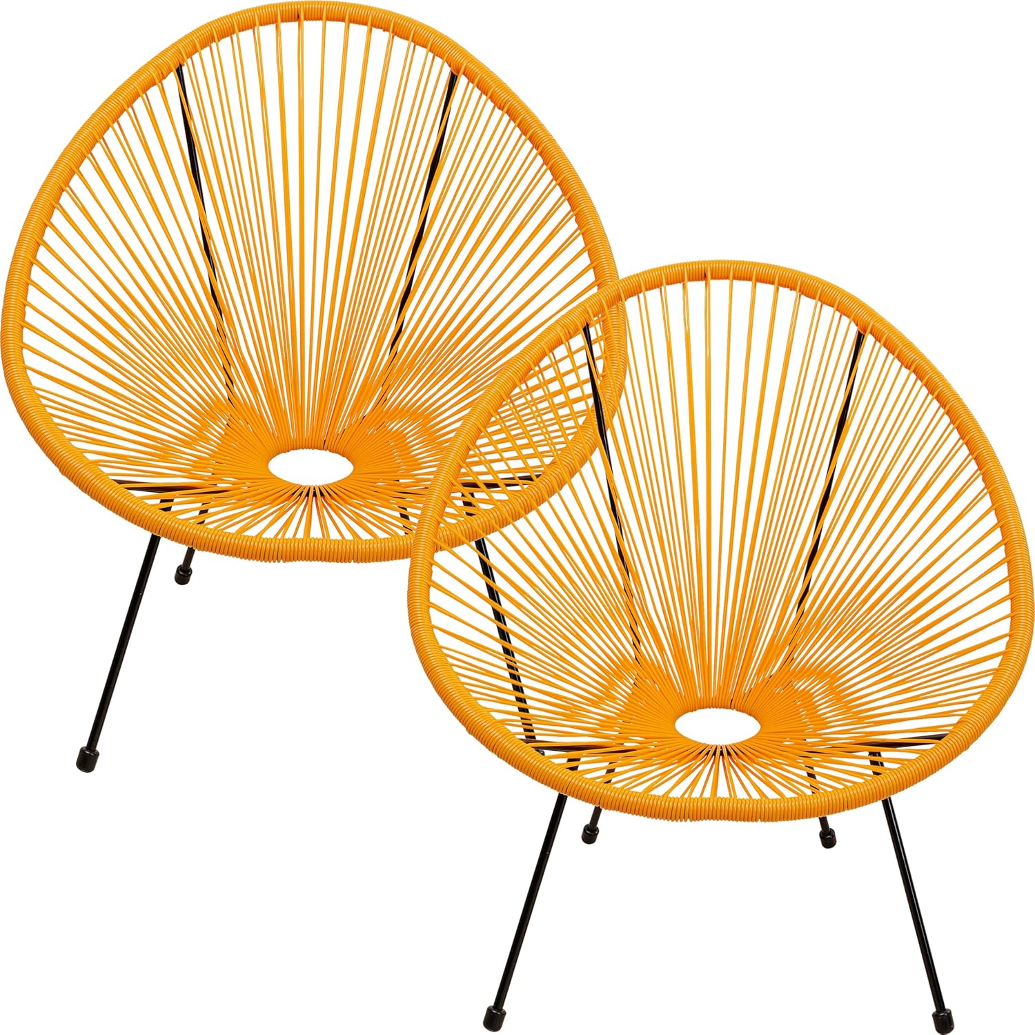 Kare Design Gartenmöbel Set Acapulco, 2er Set, Orange, Indoor und Outdoor Sitzgruppe im Retro-Design, 2X Sessel, Gartenstühle, Lounge-Möbel für Balkon, Garten, Terrasse, Stahl, 85x73x78 cm (H/B/T)