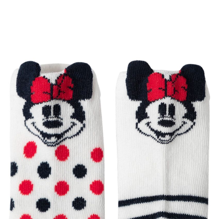 Lot de 2 paires de chaussettes à pois et rayures Minnie Disney - Ecru