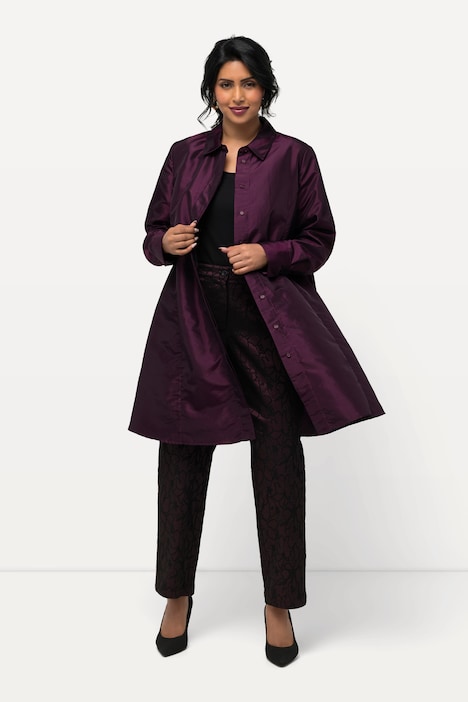 Indoorjacke, feiner Schimmer, A-Linie, Hemdkragen