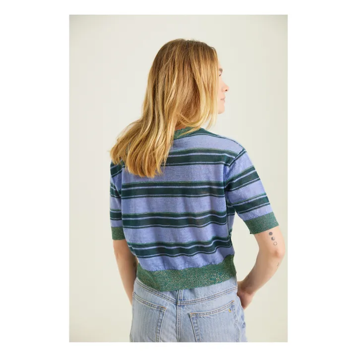Tinsels Top Maille Adèle Lin | Bleu