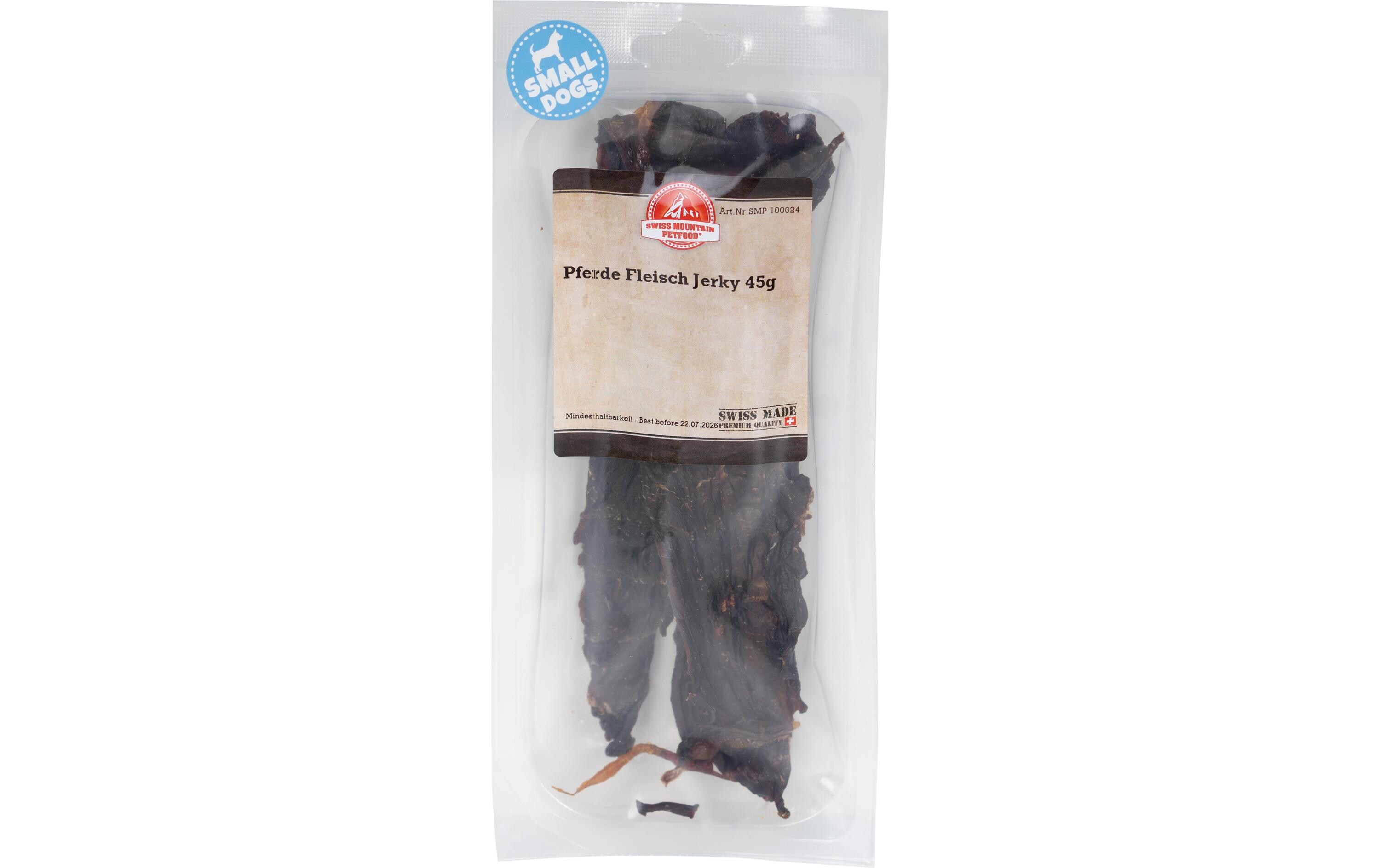 Kausnack Pferde Fleisch Jerky, 45 gKausnack für kleine Hunde