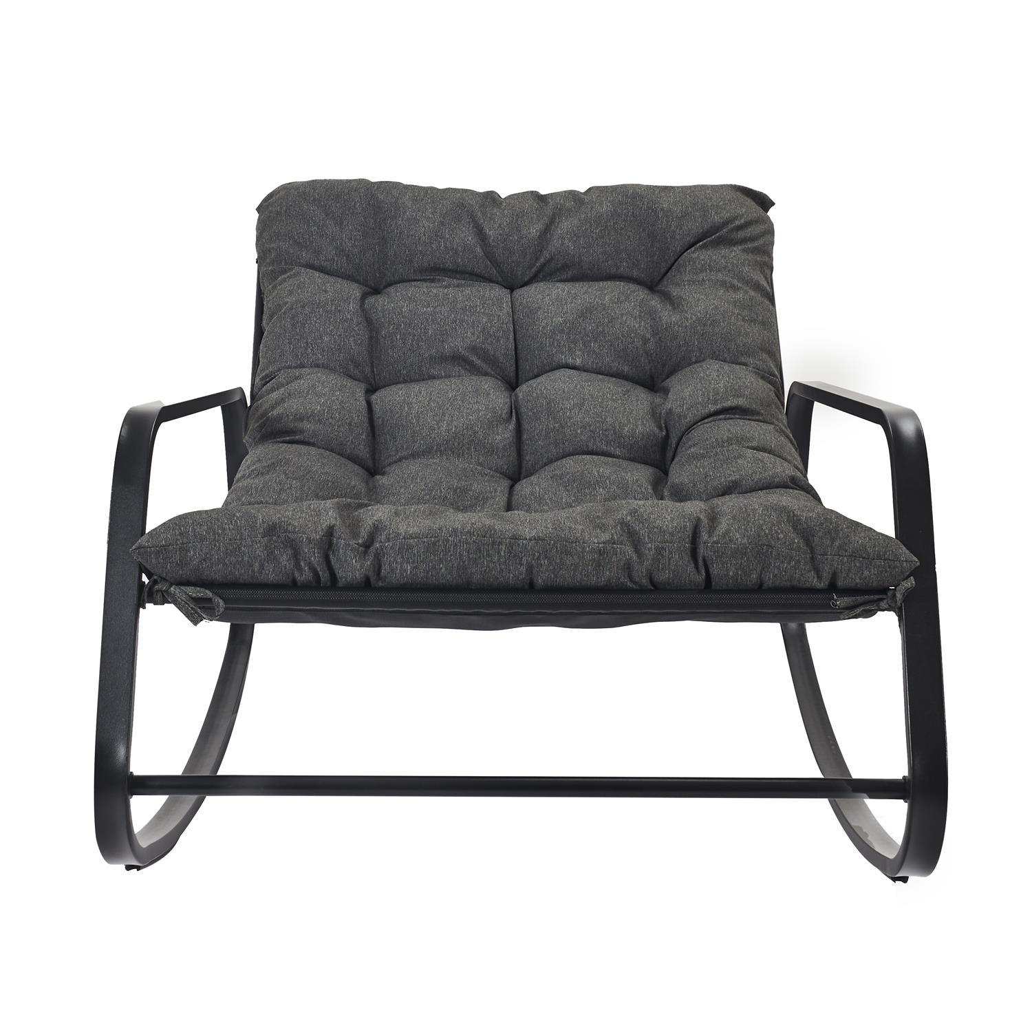 FAUTEUIL BASCULE MIAMI NOIR ET METAL 92X69X130CM