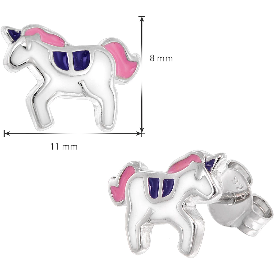 trendor Kinder-Ohrringe Silber 925 Einhorn Ohrstecker silver