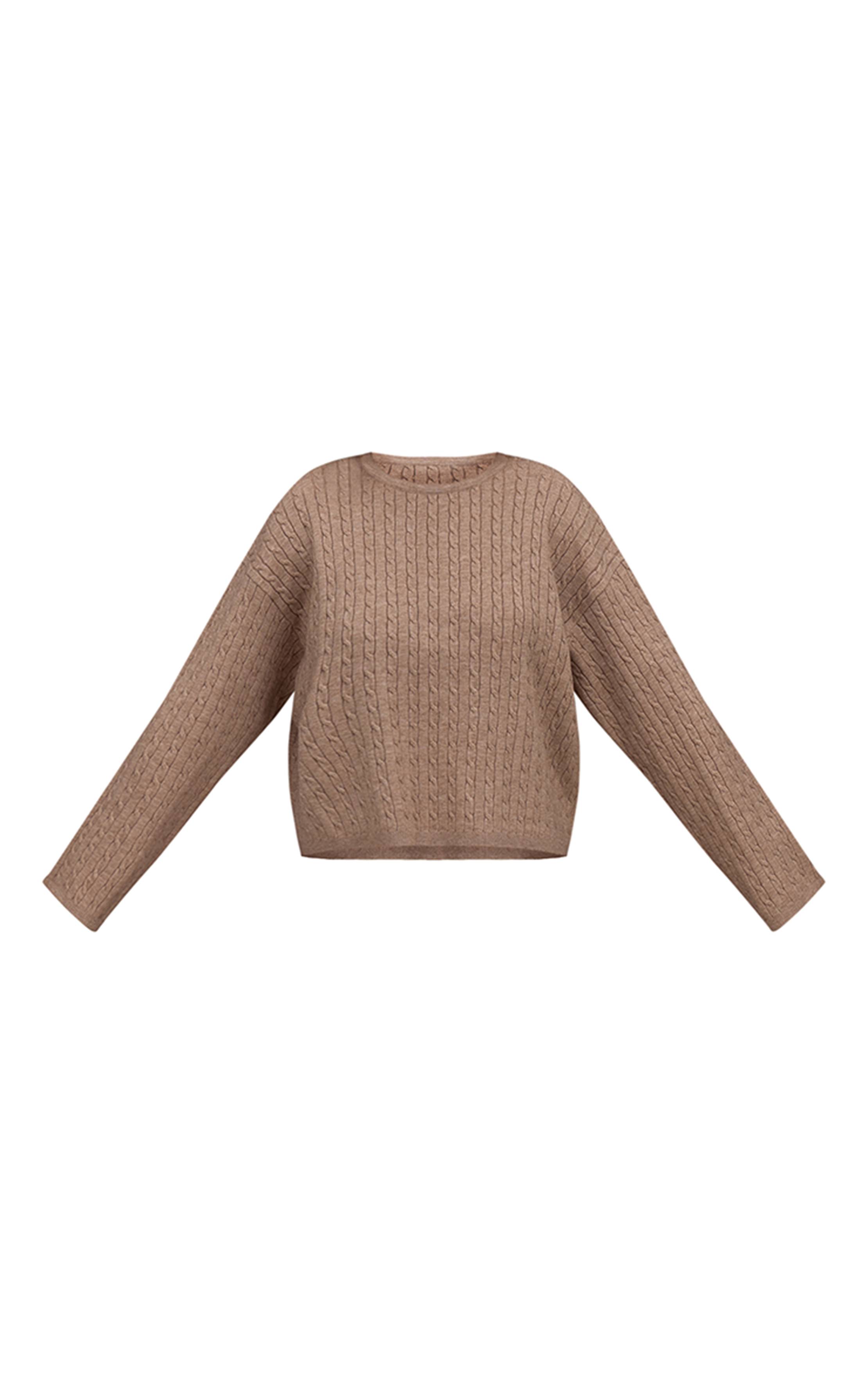 Gris Pierre Synthétiquell Oversize En Maille Torsadée Baby Cable Chocolat