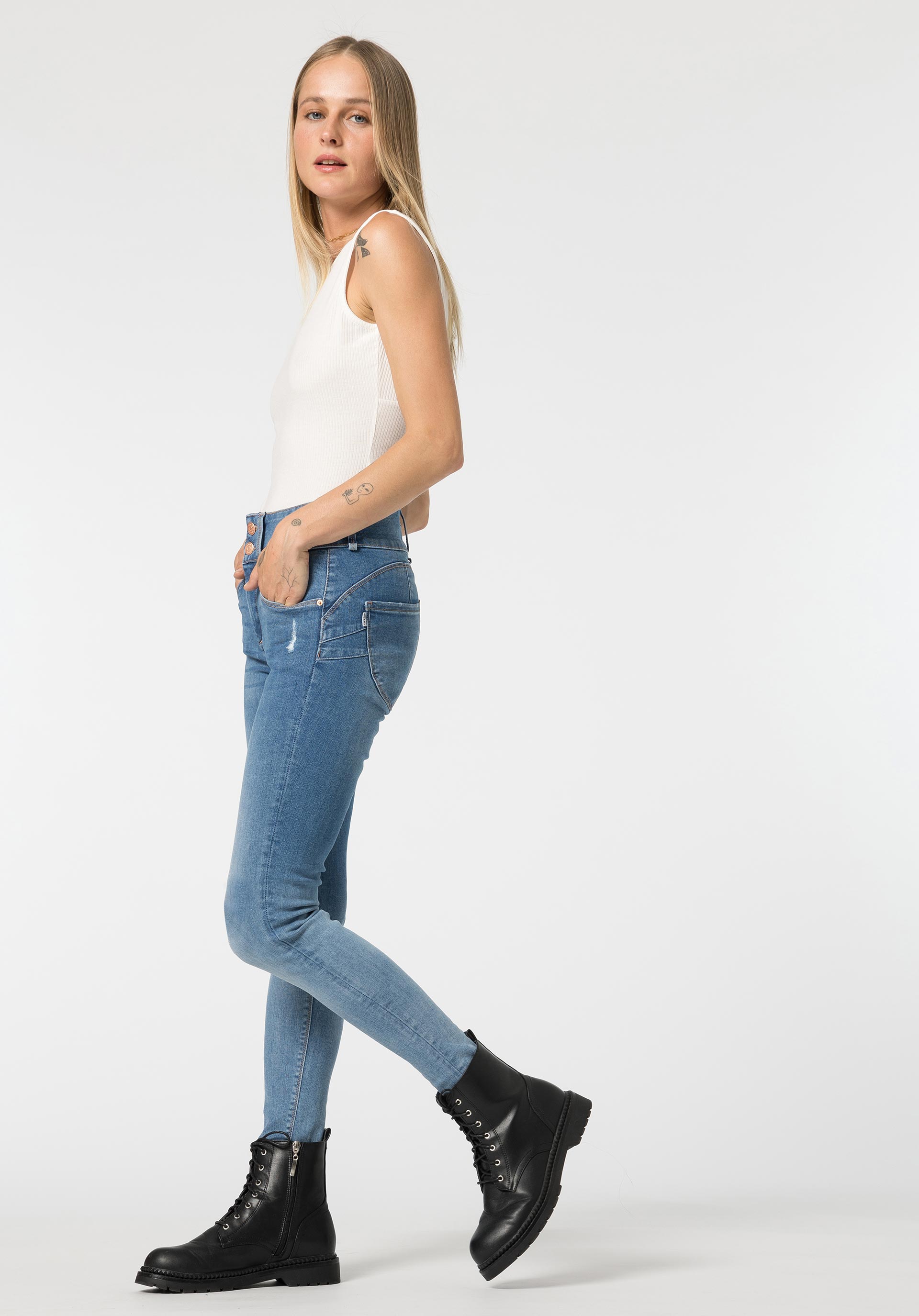 Jeans Double-up Skinny com Rasgões