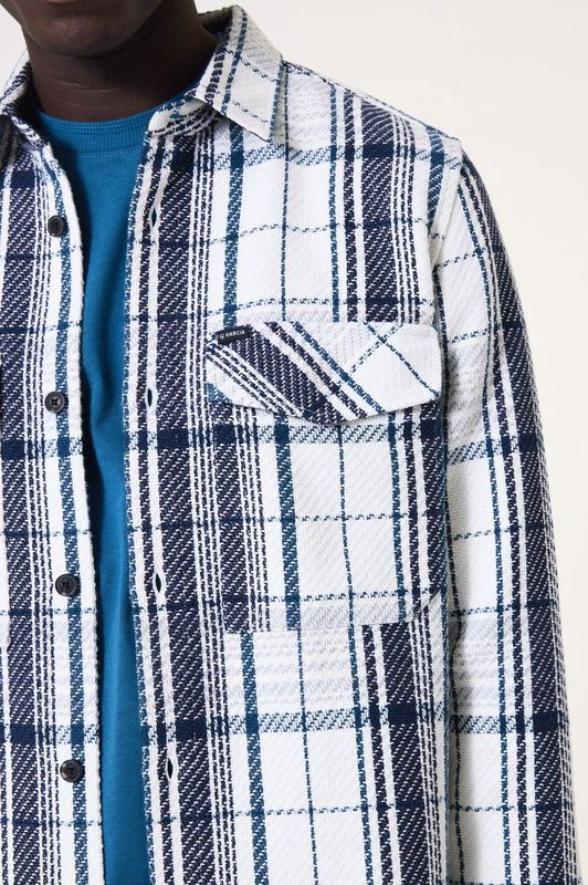 GARCIA - Overshirt - Wit - Katoen - Checkpatroon - Knoopsluiting