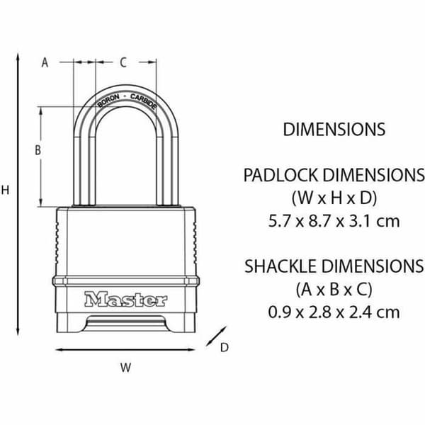Kombinasjonshengelås Master Lock M178EURD Stål Sink Svart