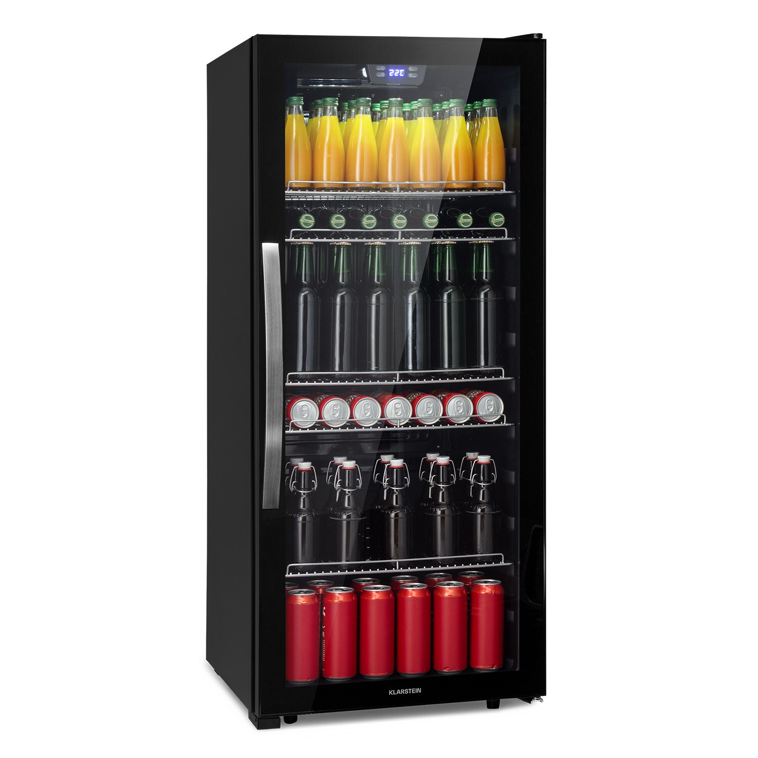 Beersafe 7XL Kühlschrank 242 Liter 5 Böden Panoramaglastür Edelstahl Onyx 242 Liter