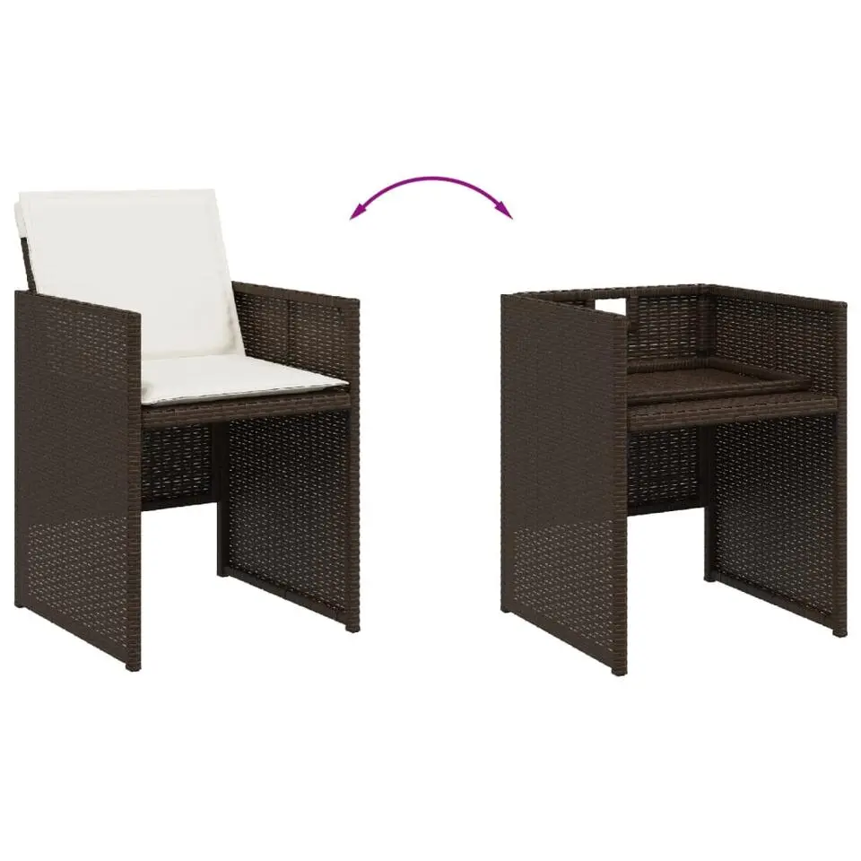 vidaXL - 5-delige Tuinset met wit kussens - Bruin - PE rattan - 110x106 cm