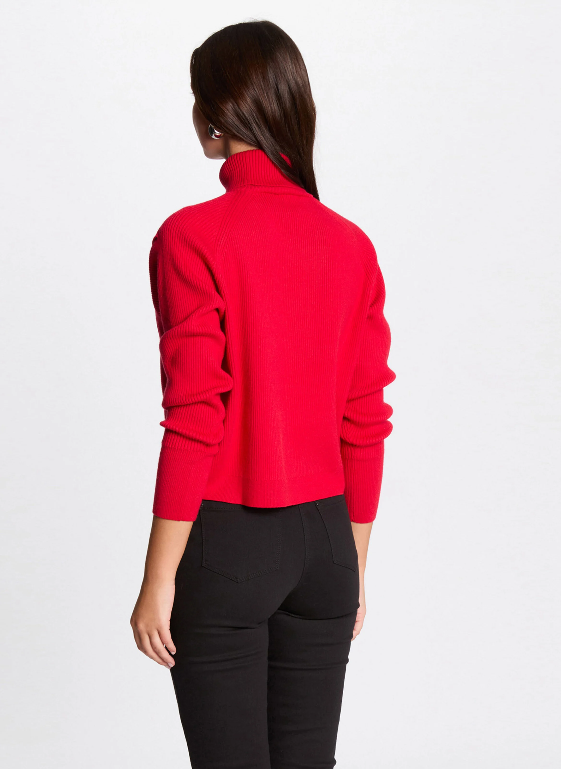 MISS - Pull court droit col roulé | Rouge