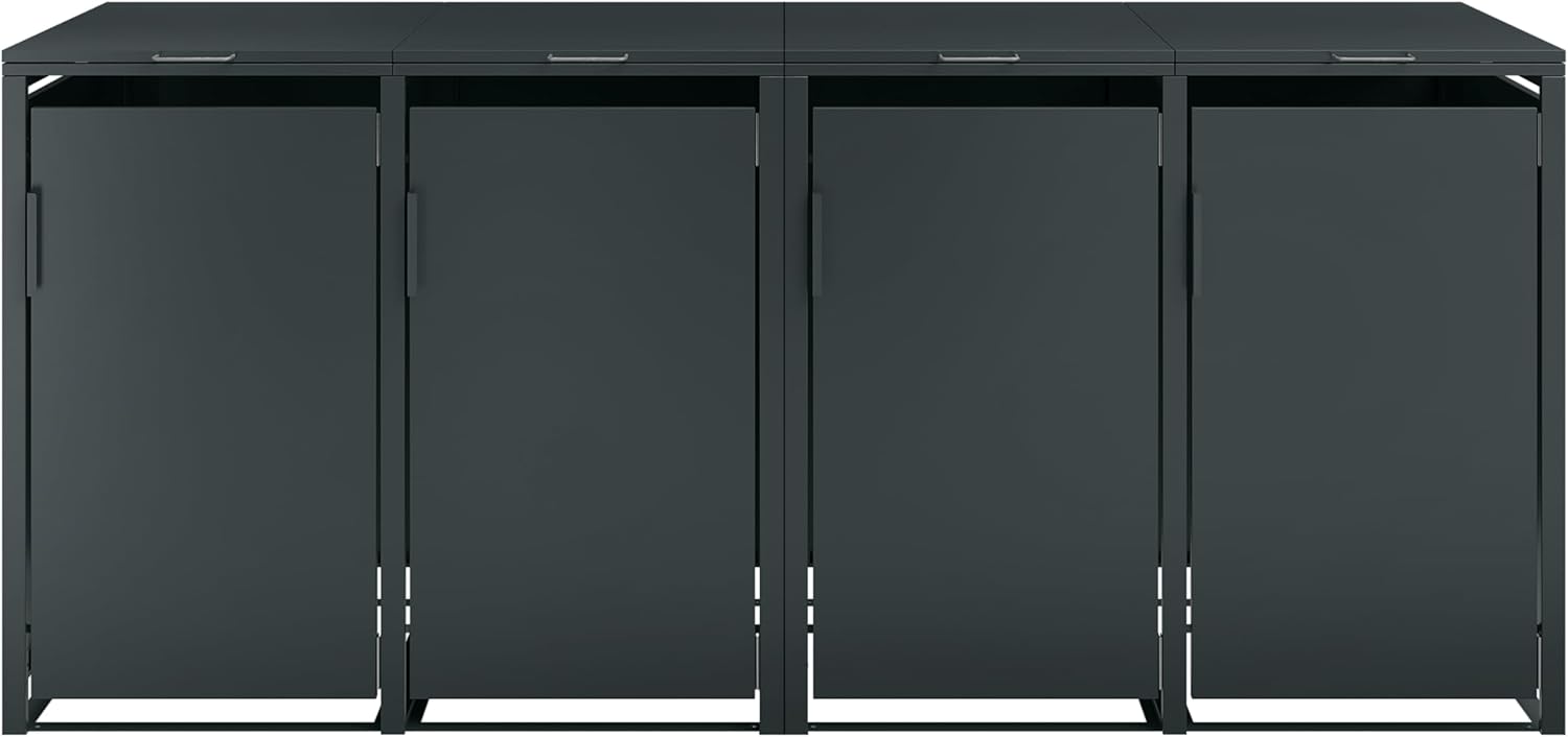 STEELSØN Thoria Mülltonnenbox 4er bis 240L – Mülltonnenverkleidung aus Stahl in Anthrazit – hochwertige Müllcontainer für 4 Tonnen – Müllbox wetterfest – UV-beständige Gerätebox/Mülltonnen Box