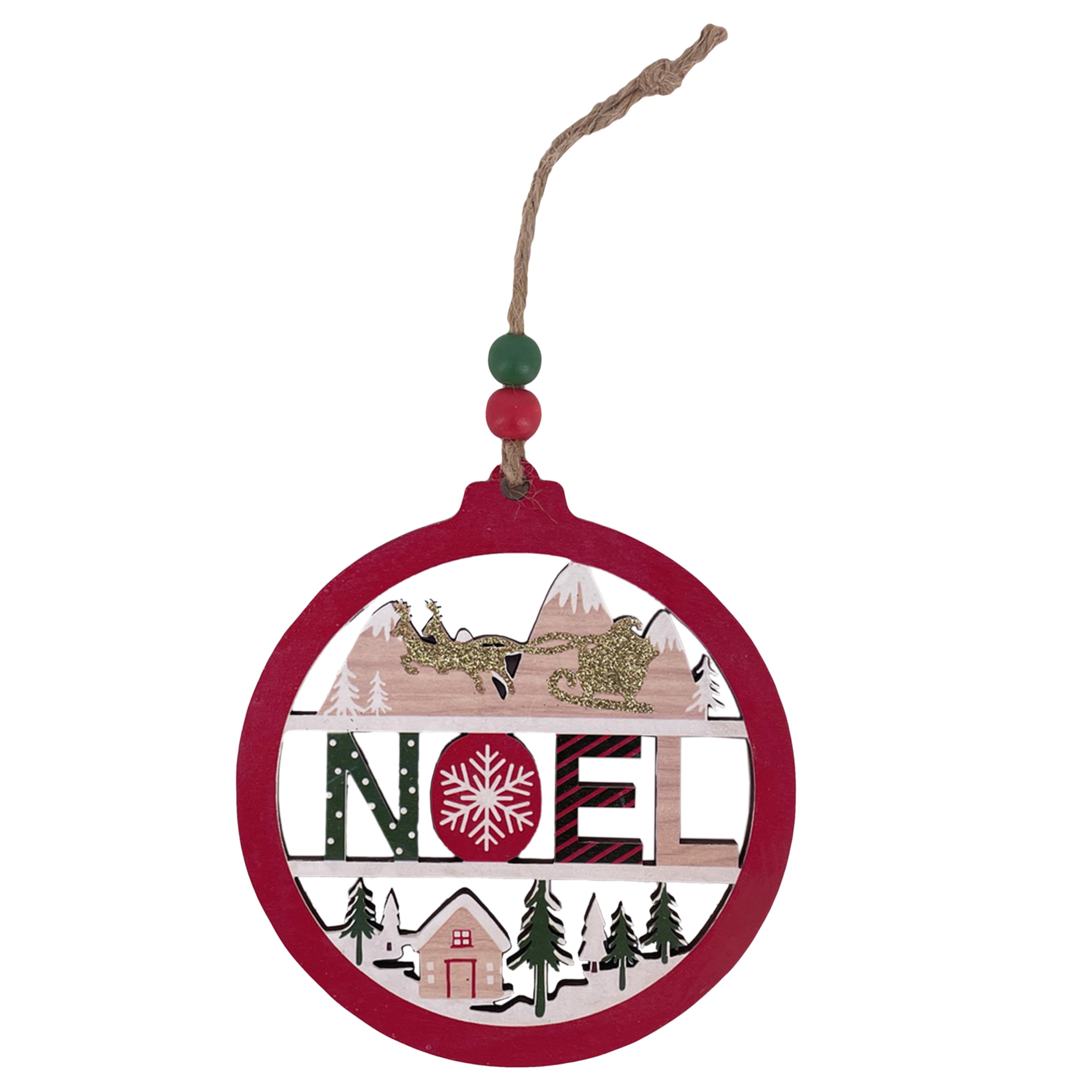 SUSPENSION RONDE NOEL BOIS D.12CM