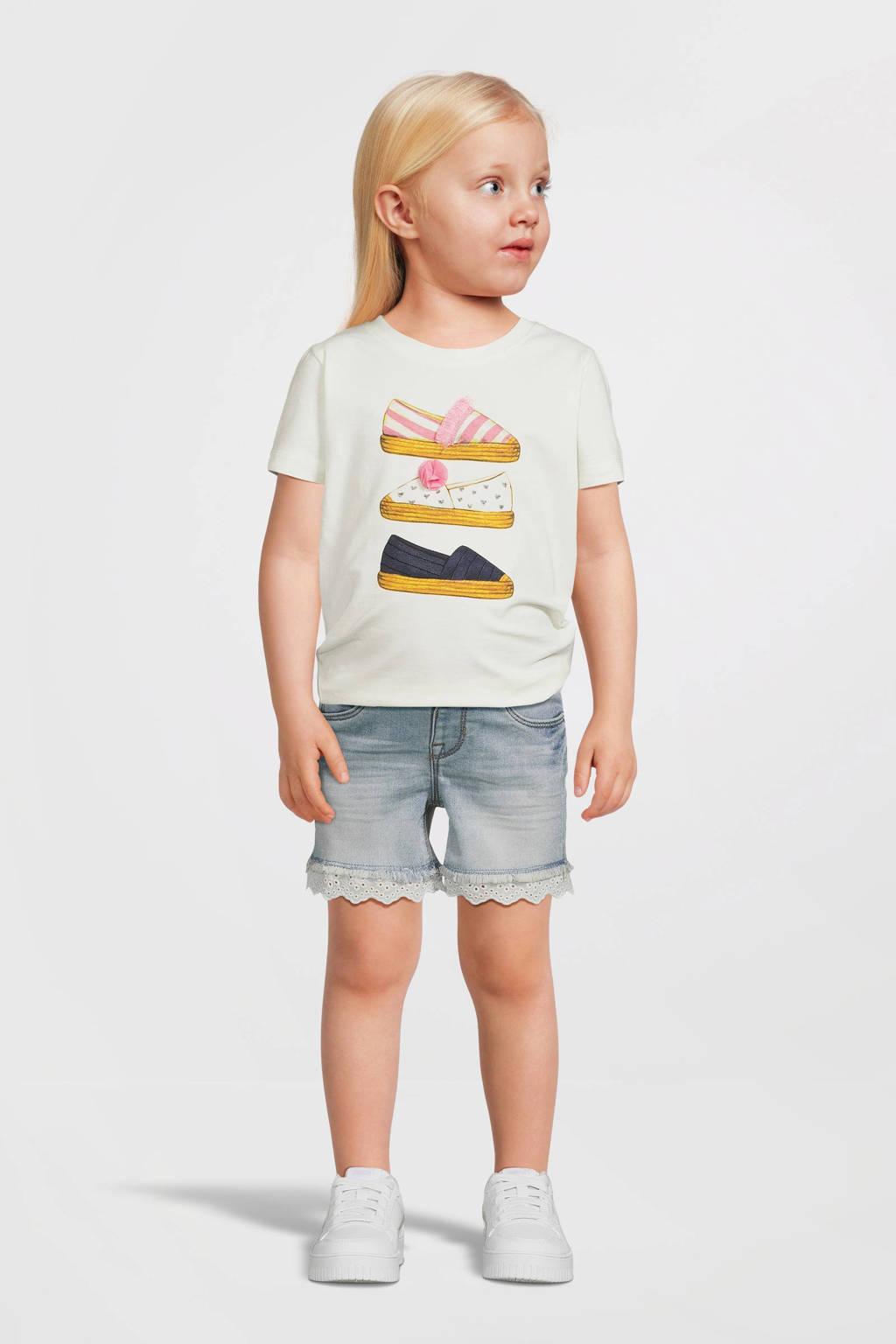 NAME IT T-shirt NMFFANG met printopdruk en 3D applicatie wit