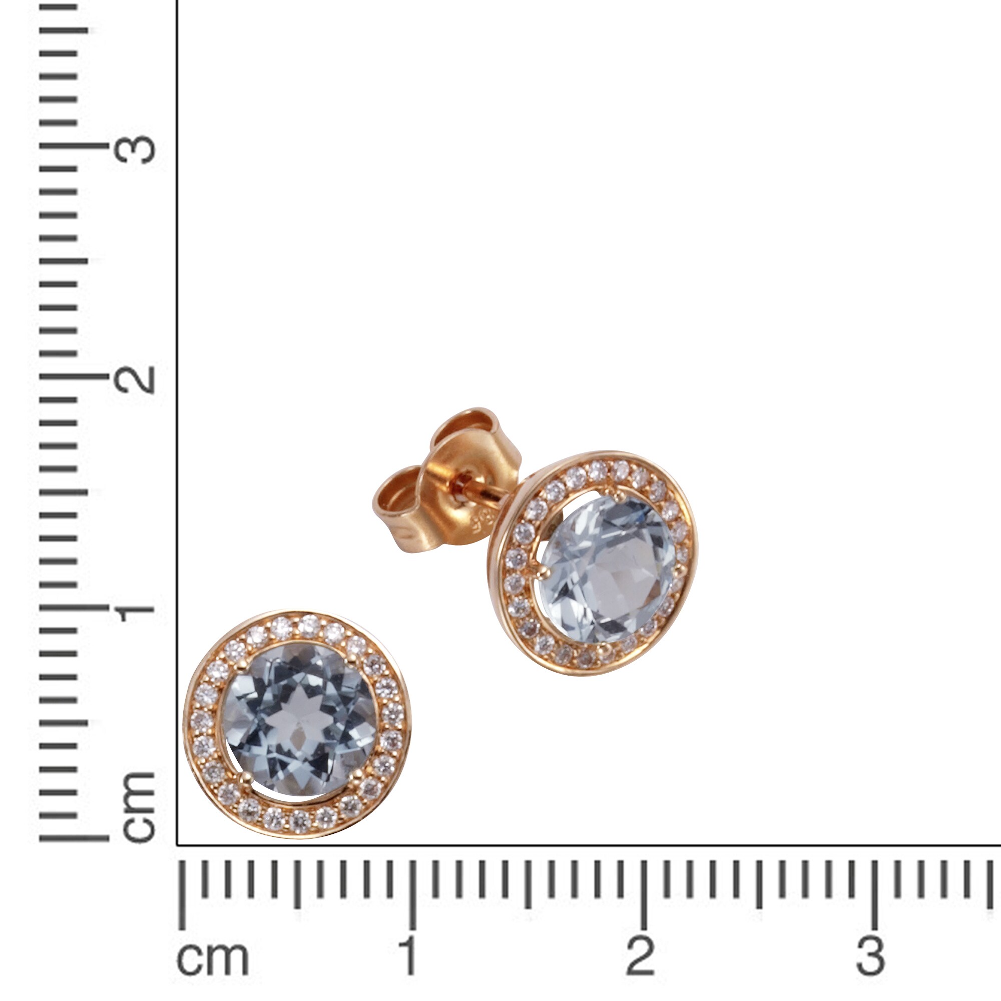 Orolino Ohrringe Gold 585 rosé mit 46x Brillant zus. 0,14ct. und Blautopas (beh.)