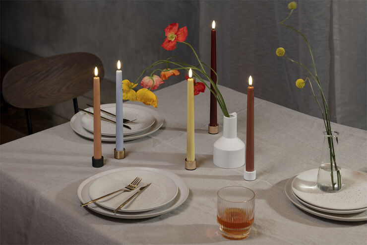 Uyuni LED taper candle, Apricot, smooth, 2-pack, 2,3x25 cm Apricot